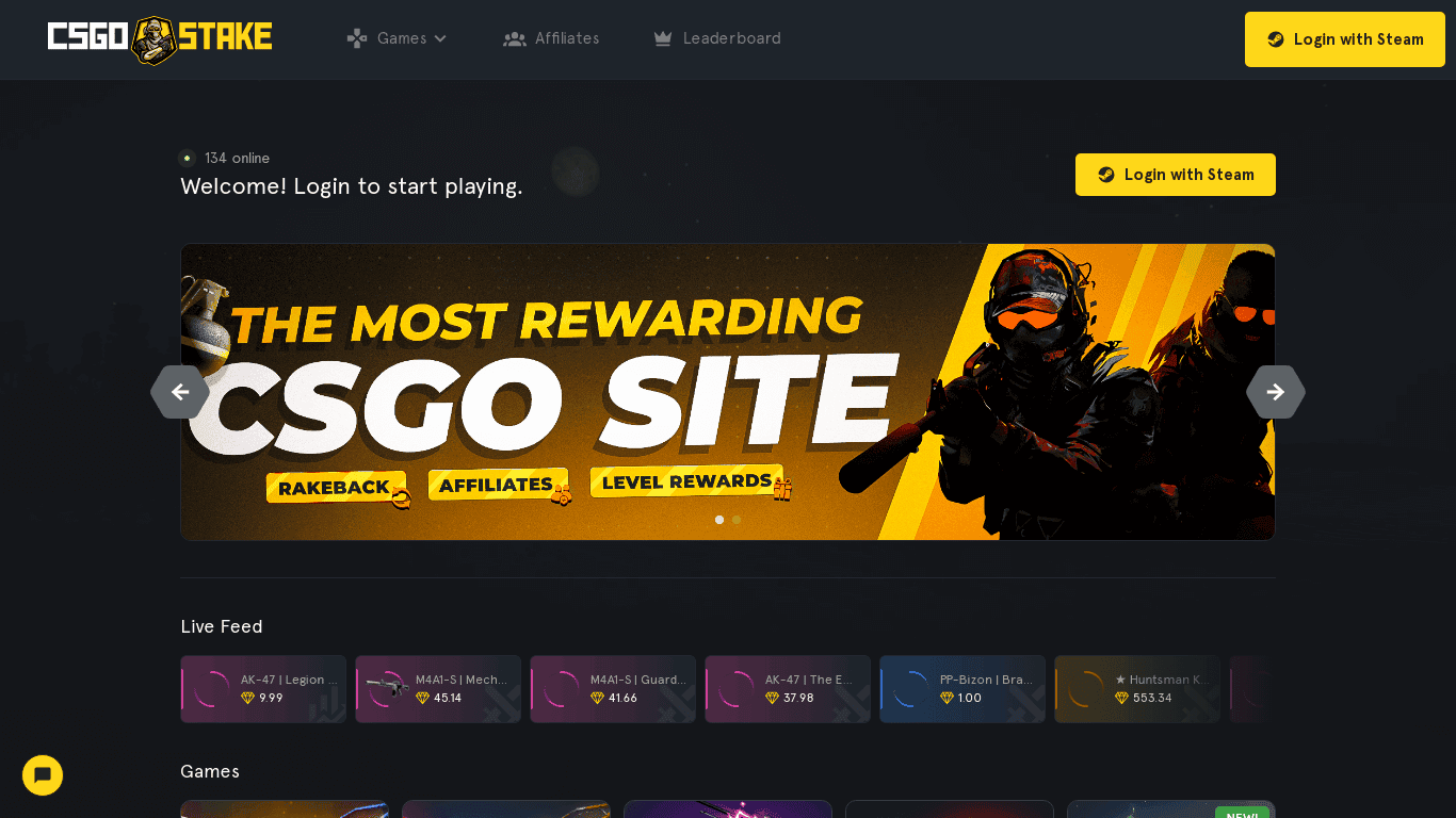 CSGOStake.com homepage