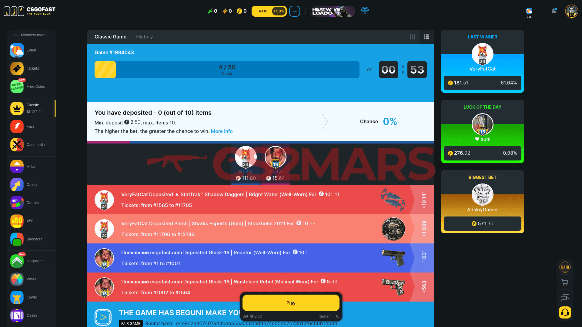 csgofast.com classic jackpot