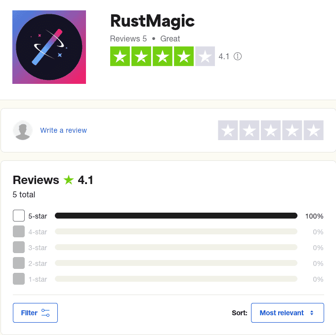 RustMagic Trustpilot Rating
